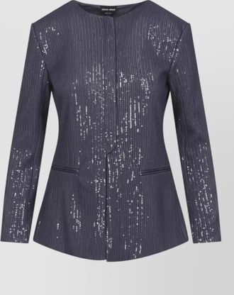 Giorgio Armani armani exchange sequin jersey front pocket jacket