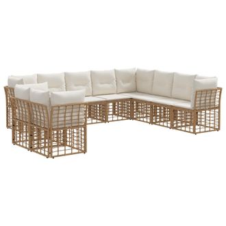 vidaXL Conjunto De Sof&aacute;s De Exterior Natural Poli&eacute;ster Vidaxl