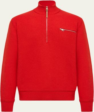 Moncler Mens Wool/Cashmere Knit Half-Zip Sweater
