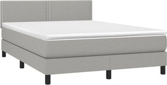 vidaXL Vidaxl - Cama Box Spring Con Colch&oacute;n Tela Gris Claro 140x190 Cm