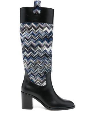 Missoni 75 mm Sophie laarzen met zigzag-patroon - Zwart