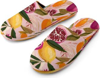 Generic Tropical Fruits Mens Cozy Memory Foam Slippers Warm Cotton House Shoes Comfy Slipper for Indoor Outdoor