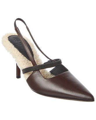 Brunello Cucinelli Leather Slingback Pump
