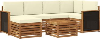 vidaXL Conjunto De Sof&aacute;s De Exterior 6 Uds. Natural Y Crema Vidaxl