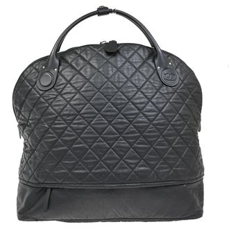 Chanel Horizontal Sport Weekender Quilted Coated Canvas Black Nylon Handbag (Pre-Owned)