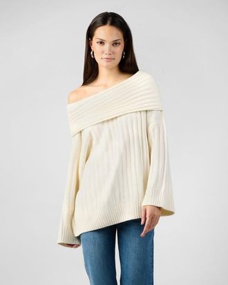 WeWoreWhat Oversized Off Shoulder Sweater in Ivory at Nordstrom, Size Medium