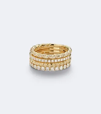 David Yurman Petite Pav&eacute; 18kt gold ring with diamonds
