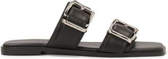 Kazar Leren slippers met brede banden LIV - Dames - Sandalen - Zwart - 39 EU - Leer - Schoenen