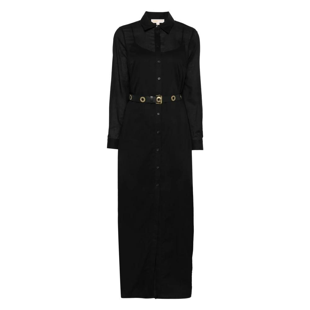 Leather Michael Michael Kors Chevron Georgette Belted Shirtdress