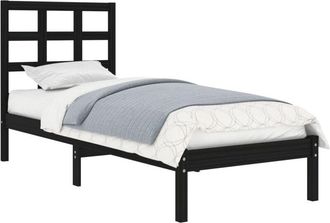 vidaXL Estructura De Cama Madera Maciza Individual Negra 75x190 Cm Vidaxl