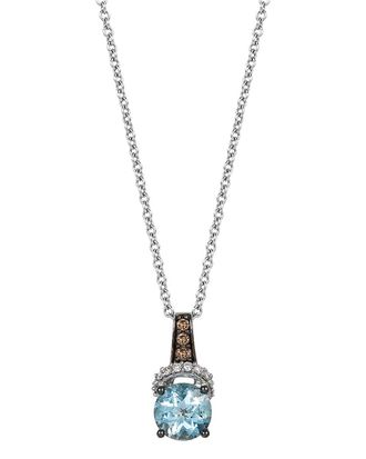 Le Vian 14K White Gold 0.87 Ct. Tw. Diamond & Aquamarine Pendant Necklace
