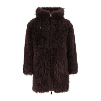 DIEGO M Cappottino in Faux Mongolia Reversibile con Cappuccio - - Jackets - Donna - Marrone - XS