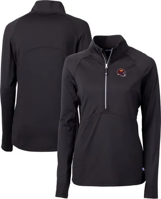 Cutter & Buck Womens Cutter & Buck Black Washington Commanders Helmet Logo Adapt Eco Knit Stretch Recycled Half-Zip Pullover Top at Nordstrom, Size Large