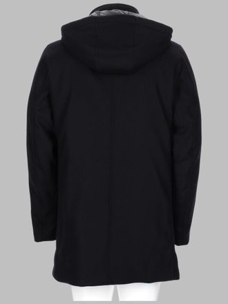 Palt&ograve; Wool Blend Hooded Coat - Black