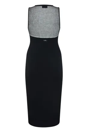 Elisabetta Franchi Sheer Panel Knit Dress - Black