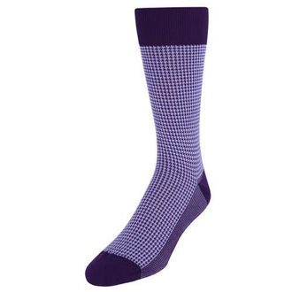 Trafalgar Store Doyle Houndstooth Design Mercerized Cotton Mid-Calf Socks in Purple And Lavender at Nordstrom