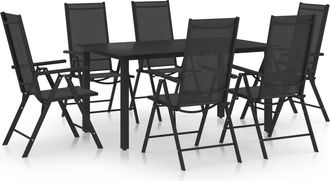 vidaXL Juego De Comedor Para Jard&iacute;n De 7 Piezas Aluminio Negro Vidaxl