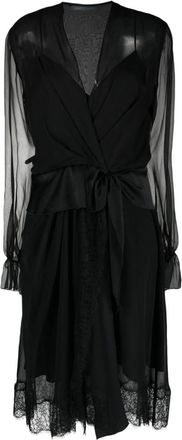 Alberta Ferretti lace-trim midi dress - women - Acetate/Silk/Elastane/Silk - 40 - Black