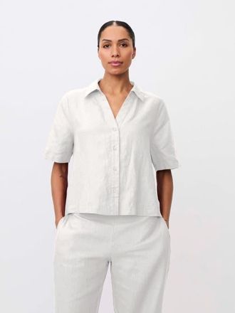 Masai Mairyssa Smock Back Linen Shirt in White at Nordstrom, Size Medium