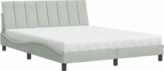 vidaXL Cama Con Colch&oacute;n Terciopelo Gris Claro 160x200 Cm Vidaxl
