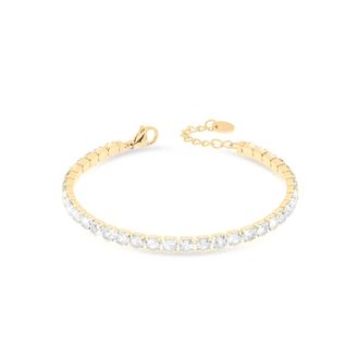 Freddy Bracciale Tennis in Dorato con Gemme Bianche