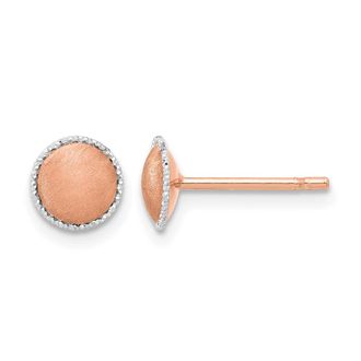 Diamond2Deal 14K Gold with White Gold Accent Brushed Stud Earrings