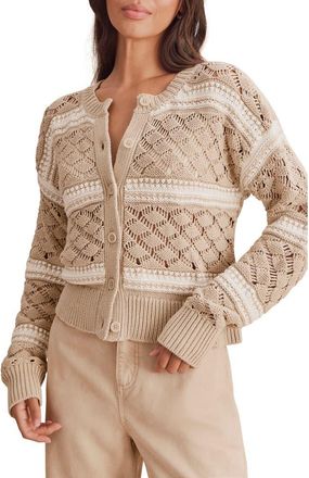 Splendid Bennett Cotton Cardigan in Wheat Beige/shell at Nordstrom, Size X-Small