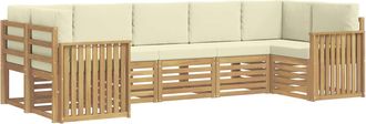 vidaXL Conjunto De Sof&aacute;s De Exterior 7 Uds. Blanco Y Crema Poli&eacute;ster Vidaxl