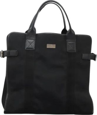 Gucci Tweedehands Canvas handtassen - Dames - Vintage Shopper - Zwart - ONE Size - Leer - Vintage