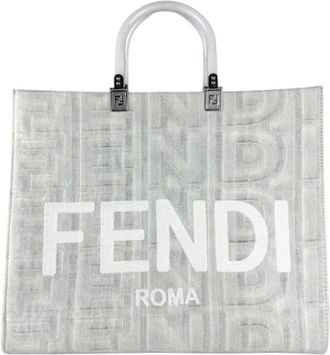 Fendi Pre-owned Tote Bags, female, Gray, Size: ONE SIZE Pre-owned Canvas Tote Bag