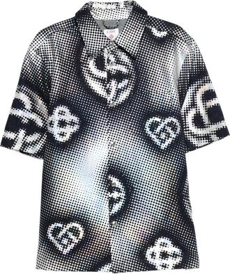 Casablanca Pearlescent Monogram Denim Shirt - Heren - Korte mouwen Overhemden - Zwart - XS - Denim - Overhemden