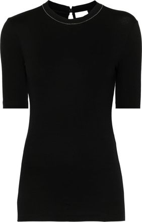 Brunello Cucinelli Monili-chain cotton jumper - women - Brass/Spandex/Elastane/Cotton - S - Black