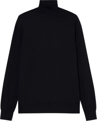 Brooks Brothers Merino Wol Trui met Col - Heren - Coltruien - Zwart - 2XL - Wol - Truien & Vesten