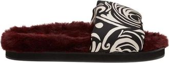 La DoubleJ Furry Slippers met Levendige Prints - Dames - Sandalen - Zwart - 37 EU - Polyester - Schoenen