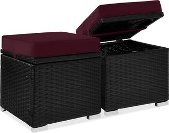 Best Choice Products Set of 2 Wicker Ottomans, Multipurpose Furniture w/ Removable Cushions, Steel Frame