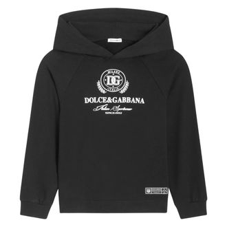 Dolce & Gabbana Jersey Hoodie with DG Print - male - Dolce & Gabbana - Kids Sweatshirts - Black - 6 Y - Kids
