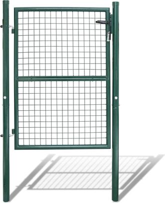 Vingo Swanew Cancello da giardino in rete. acciaio zincato. recinzione con serratura. cancello 125 x 100 cm. verde