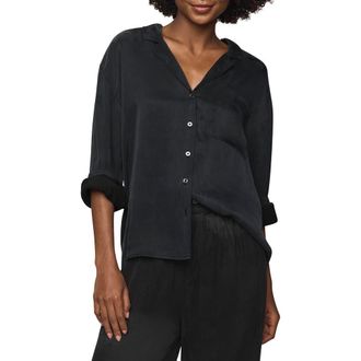 Splendid Serena Satin Shirt in Black at Nordstrom Rack, Size Small
