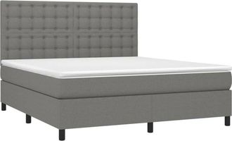 vidaXL Vidaxl - Cama Box Spring Con Colch&oacute;n Tela Gris Oscuro 180x200 Cm