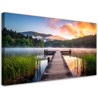 Feeby Impresi&oacute;n De Imagen, Lago En La Niebla Embarcadero Paisaje, 120x60