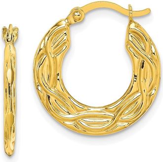 Diamond2Deal 10k Yellow Gold Patterned Hollow Huggie Hoop Earrings