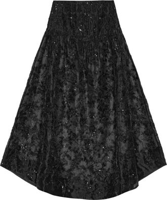 Ganni Gonna a fiori con paillettes - Nero