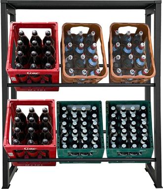 Quick Star Quick Star - Getr&auml;nkekistenregal 104x30x129cm Mit Ablage F&uuml;r 6 K&auml;sten Getr&auml;nkekistenhalter Standregal