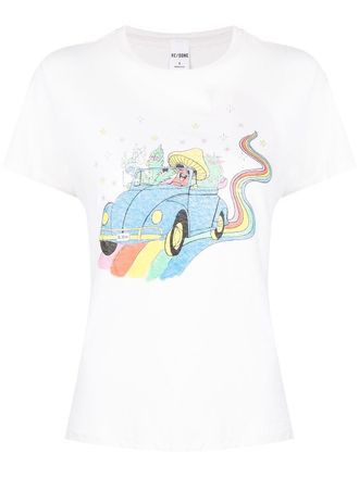 Re/Done T-shirt met grafische print - Wit