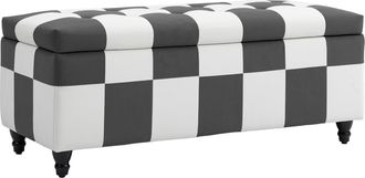 HOMCOM 114 x 47 x 47cm Velvet Storage Ottoman - Button-tufted Footstool Box | TJ Hughes