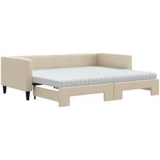 vidaXL Sof&aacute; Cama Nido Con Colch&oacute;n Tela Crema 90x200 Cm Vidaxl