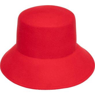 Eugenia Kim Ruby Asymmetric Wool Bucket Hat in Red at Nordstrom Rack