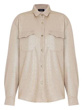 Amir Slama x Astrid glitter-detail shirt - women - Polyester/Elastane - PP - Neutrals