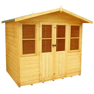 Shires Haddon Shiplap Summerhouse Garden Sun Room Approx 7 x 5 Feet in Light Tan