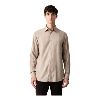 Guess Casual overhemd - Heren - Overhemden - Beige - Maat: L Katoen